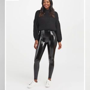 Faux patent leather leggings